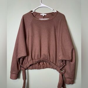 HYVE Women’s Brown‎ Crop Long Sleeve Sweatshirt Size Large